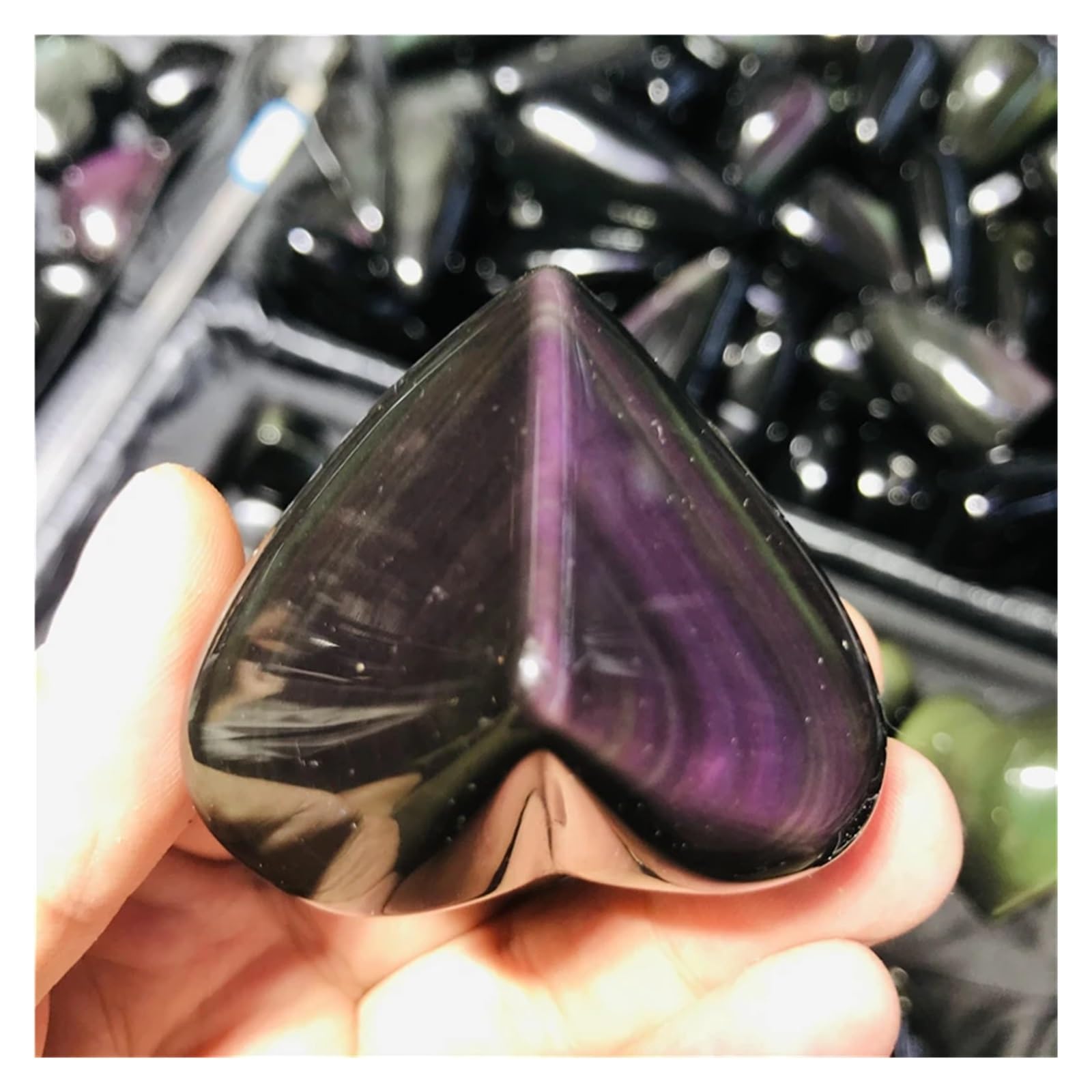 Amazon.co.jp: 天然レインボー黒曜石クリスタル ハート黒曜石クォーツ